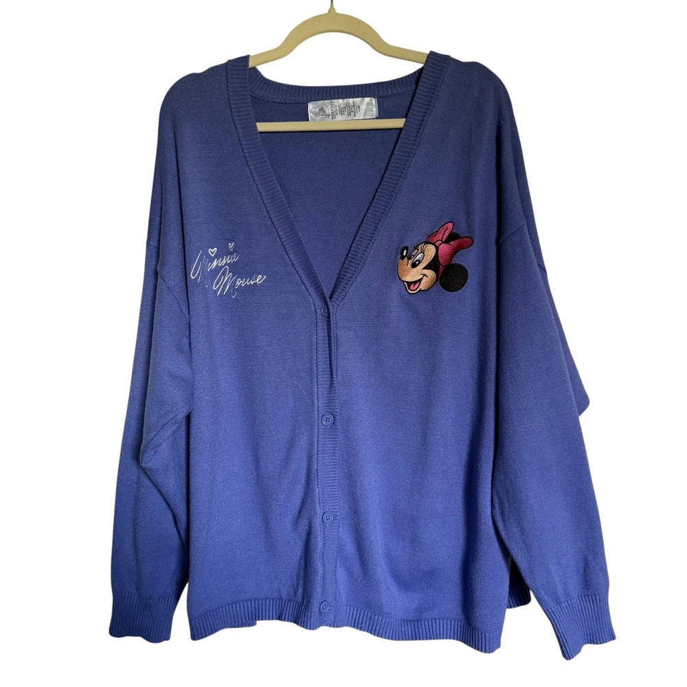 Disney Purple Minnie‎ Mouse Embroidered Knit Cardigan Plus Size 2X